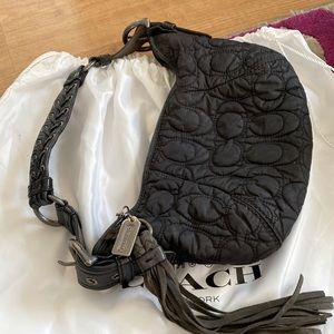 Small quilt and braided leather coach bag